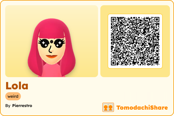 Lola, a female Mii  with tags: weird