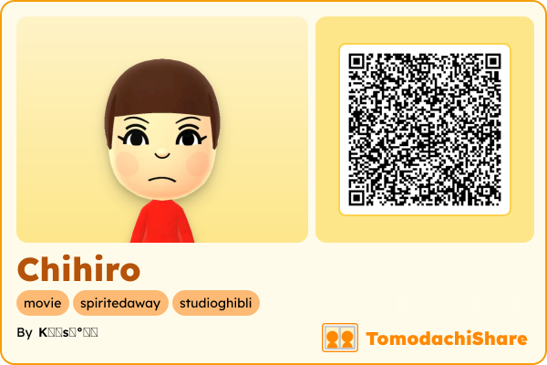 Chihiro, a female Mii  with tags: movie, spiritedaway, studioghibli
