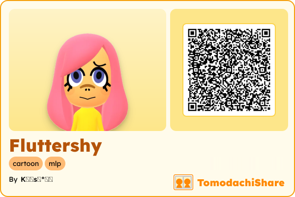 Fluttershy, a female Mii  with tags: cartoon, mlp