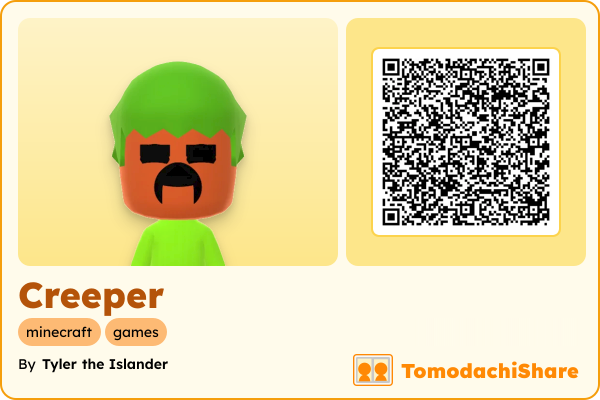 Creeper, a male Mii  with tags: minecraft, games