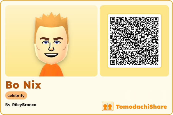 Bo Nix, a male Mii  with tags: celebrity