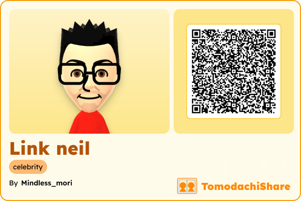 Link neil, a male Mii  with tags: celebrity