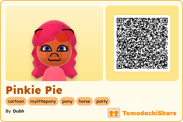 Pinkie Pie, a female Mii  with tags: cartoon, mylittlepony, pony, horse, party