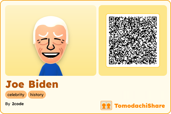 Joe Biden, a male Mii  with tags: celebrity, history