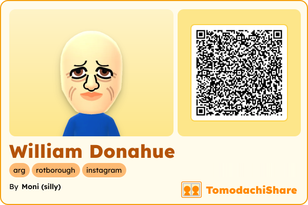 William Donahue, a male Mii  with tags: arg, rotborough, instagram