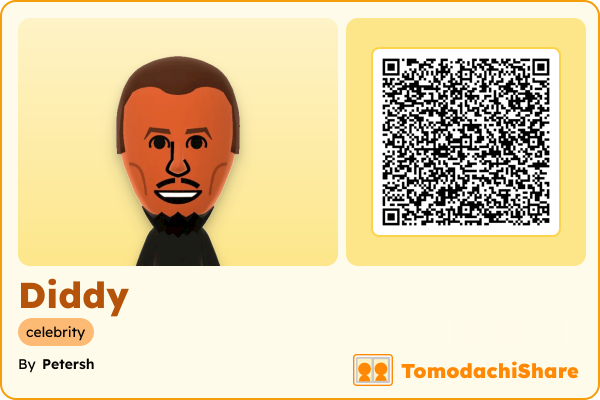 Diddy, a male Mii  with tags: celebrity