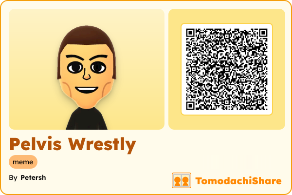 Pelvis Wrestly, a male Mii  with tags: meme