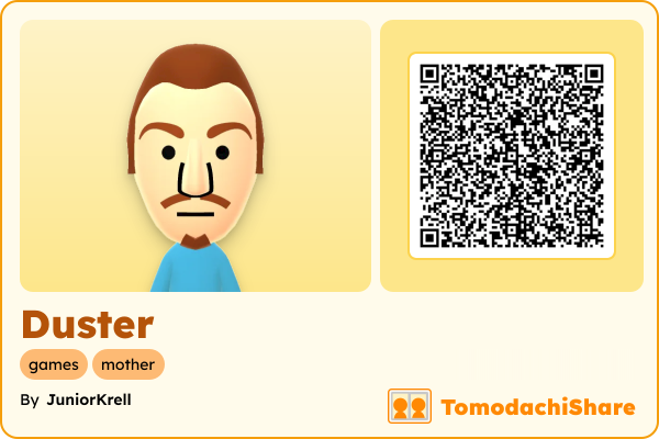 Duster, a male Mii  with tags: games, mother