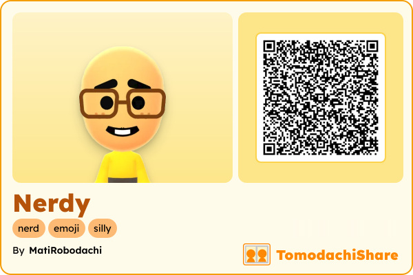 Nerdy, a male Mii  with tags: nerd, emoji, silly