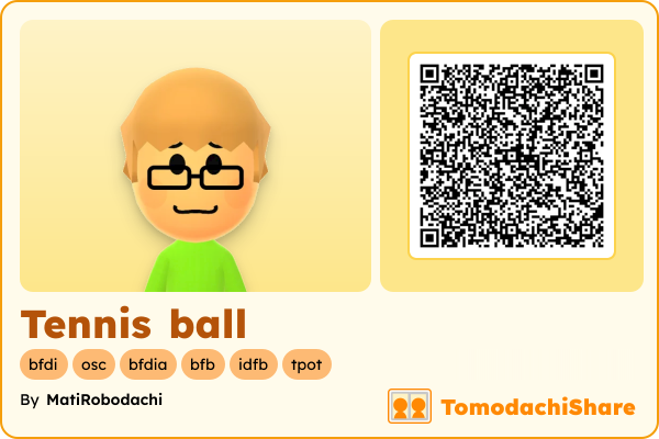 Tennis ball, a male Mii  with tags: bfdi, osc, bfdia, bfb, idfb, tpot