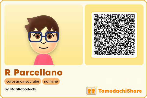 R Parcellano, a female Mii  with tags: carossmoinyoutube, notmine