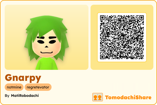 Gnarpy, a male Mii  with tags: notmine, regretevator