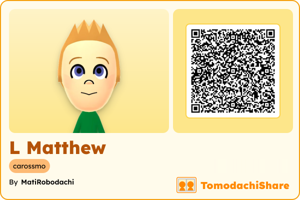 L Matthew, a male Mii  with tags: carossmo