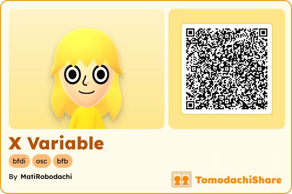 X Variable, a female Mii  with tags: bfdi, osc, bfb