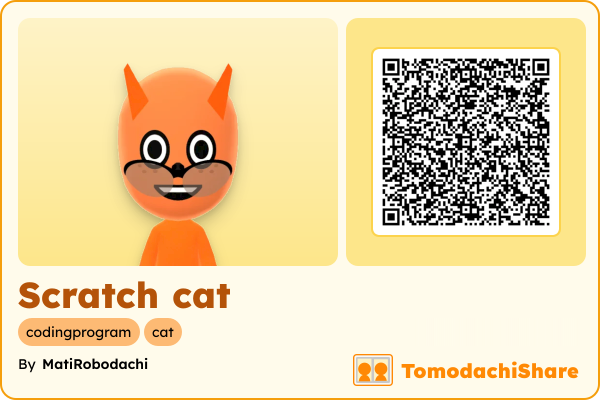 Scratch cat, a male Mii  with tags: codingprogram, cat