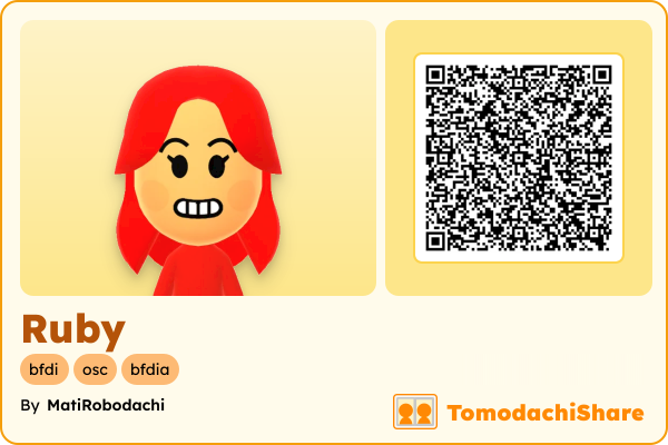 Ruby, a female Mii  with tags: bfdi, osc, bfdia