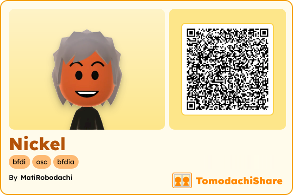 Nickel, a male Mii  with tags: bfdi, osc, bfdia