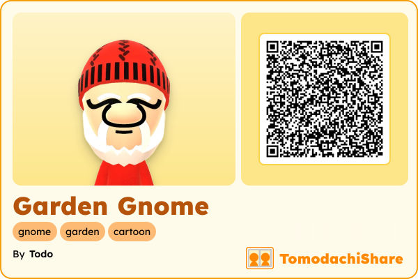 Garden Gnome, a male Mii  with tags: gnome, garden, cartoon