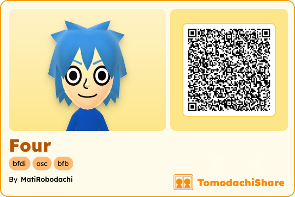 Four, a male Mii  with tags: bfdi, osc, bfb