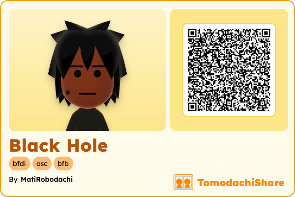 Black Hole, a male Mii  with tags: bfdi, osc, bfb