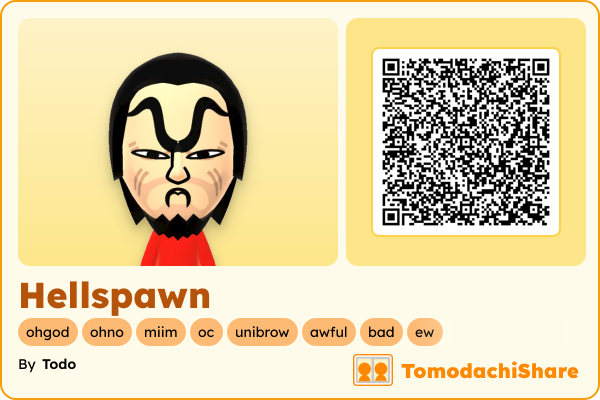 Hellspawn, a male Mii  with tags: ohgod, ohno, miim, oc, unibrow, awful, bad, ew
