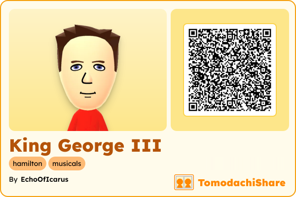 King George III, a male Mii  with tags: hamilton, musicals