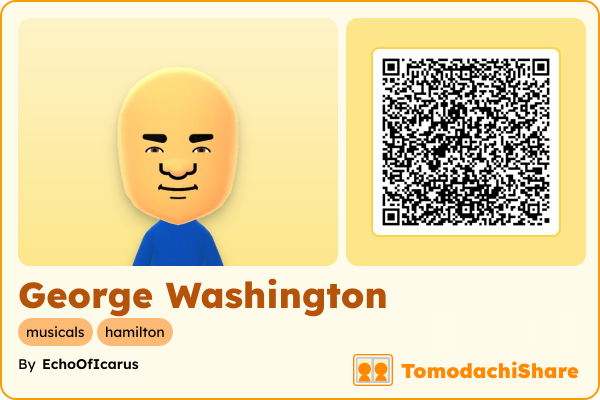 George Washington, a male Mii  with tags: musicals, hamilton