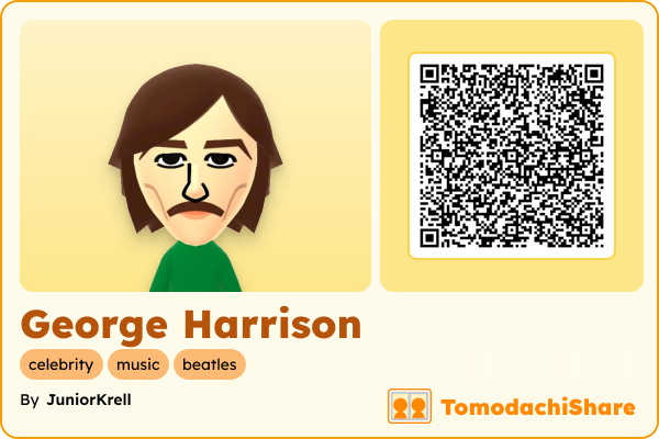 George Harrison, a male Mii  with tags: celebrity, music, beatles