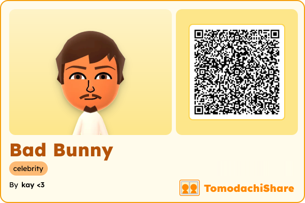 Bad Bunny, a male Mii  with tags: celebrity