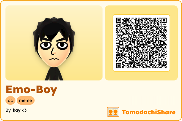 Emo-Boy, a male Mii  with tags: oc, meme