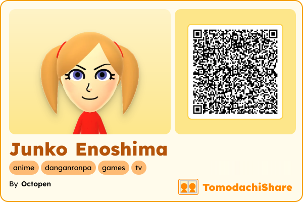 Junko Enoshima, a female Mii  with tags: anime, danganronpa, games, tv