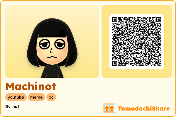 Machinot, a female Mii  with tags: youtube, meme, oc