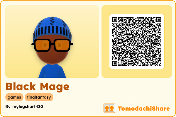 Black Mage, a female Mii  with tags: games, finalfantasy