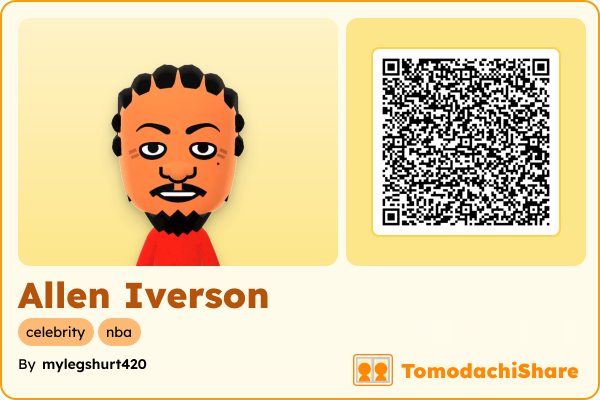 Allen Iverson, a male Mii  with tags: celebrity, nba
