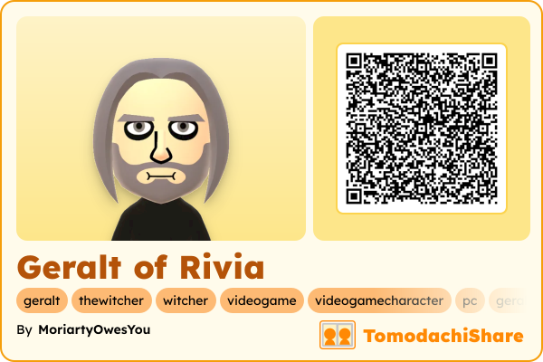 Geralt of Rivia, a male Mii  with tags: geralt, thewitcher, witcher, videogame, videogamecharacter, pc, geraltofrivia
