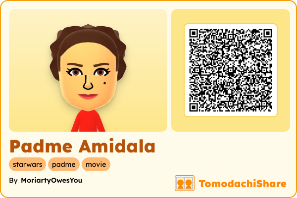 Padme Amidala, a female Mii  with tags: starwars, padme, movie