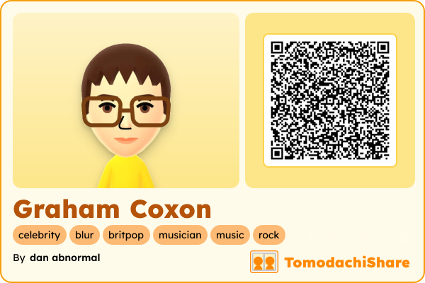 Graham Coxon, a male Mii  with tags: celebrity, blur, britpop, musician, music, rock