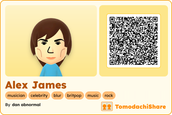 Alex James, a male Mii  with tags: musician, celebrity, blur, britpop, music, rock