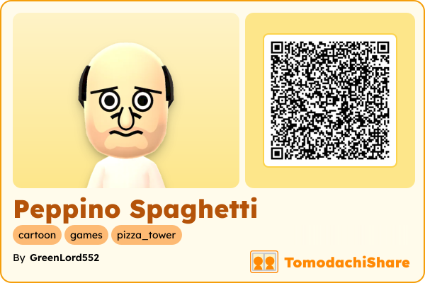 Peppino Spaghetti, a male Mii  with tags: cartoon, games, pizza_tower