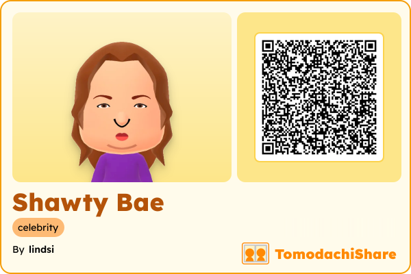 Shawty Bae, a female Mii  with tags: celebrity