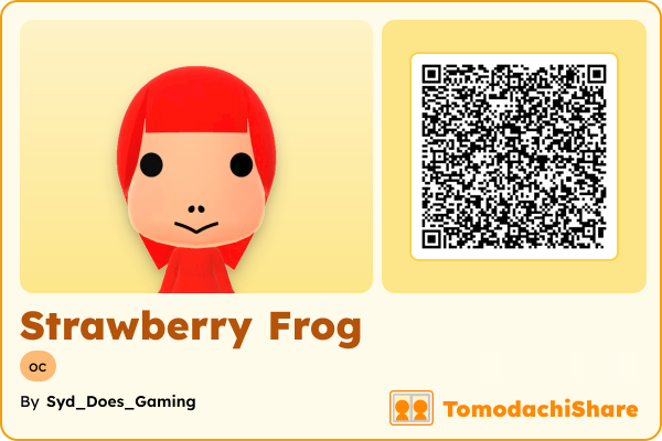 Strawberry Frog, a female Mii  with tags: oc