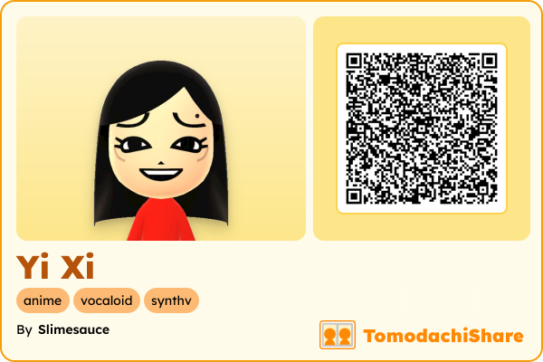 Yi Xi, a female Mii  with tags: anime, vocaloid, synthv