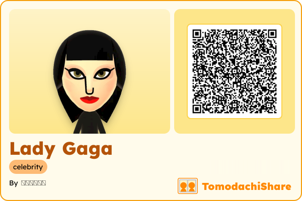 Lady Gaga, a female Mii  with tags: celebrity