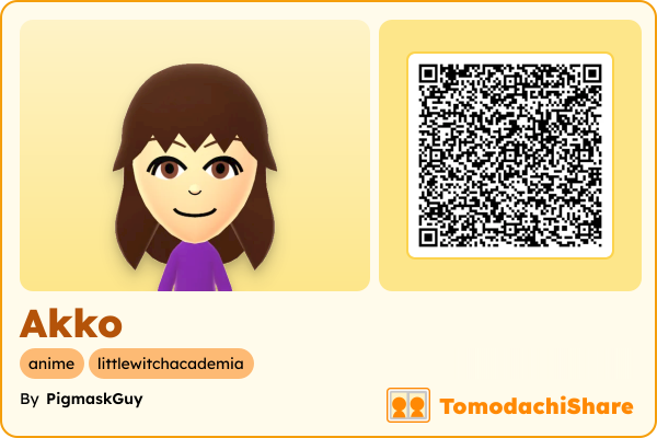 Akko, a female Mii  with tags: anime, littlewitchacademia