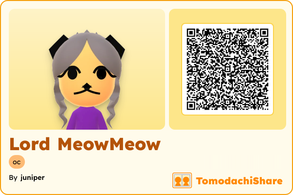 Lord MeowMeow, a female Mii  with tags: oc