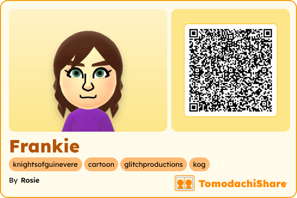 Frankie, a female Mii  with tags: knightsofguinevere, cartoon, glitchproductions, kog