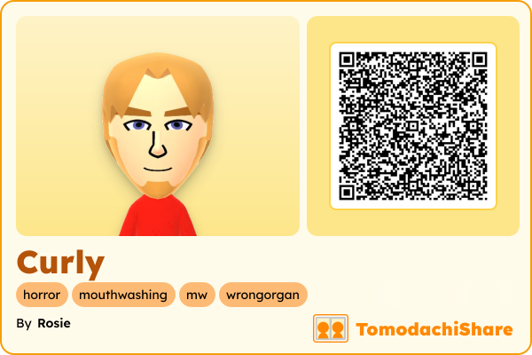 Curly, a male Mii  with tags: horror, mouthwashing, mw, wrongorgan