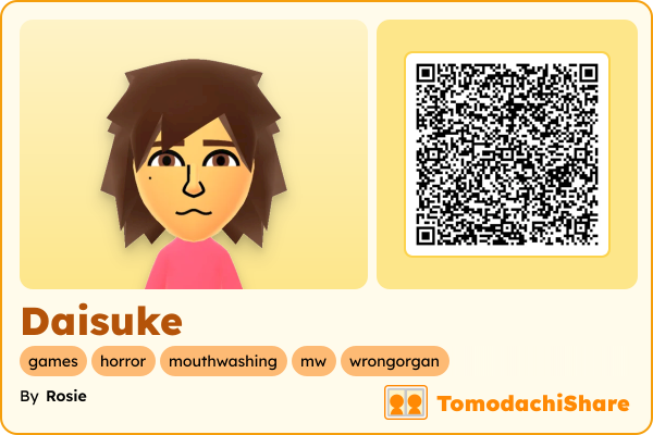 Daisuke, a male Mii  with tags: games, horror, mouthwashing, mw, wrongorgan