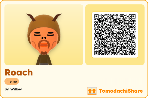 Roach, a male Mii  with tags: meme
