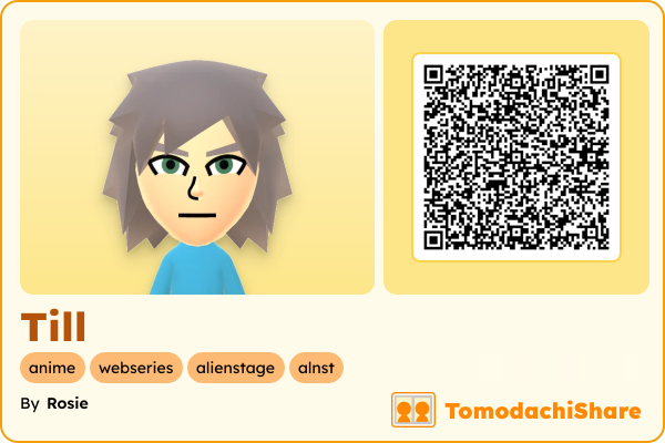 Till, a male Mii  with tags: anime, webseries, alienstage, alnst